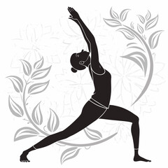 Peaceful yoga pose silhouette vector illustration for health and wellness designs