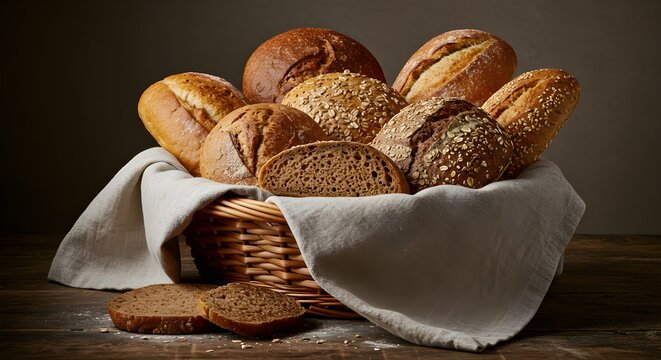 Assortment of breads in basket