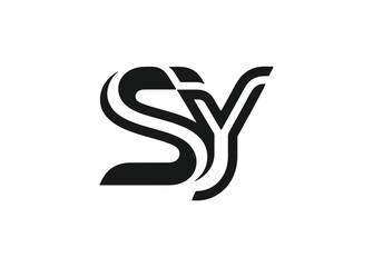 Modern sy monogram logo design featuring bold strokes and elegant curves for branding