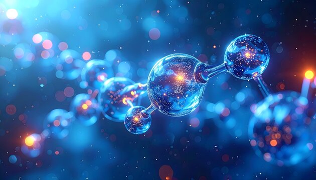Abstract Molecular Structure with Glowing Particles - Powered by Adobe