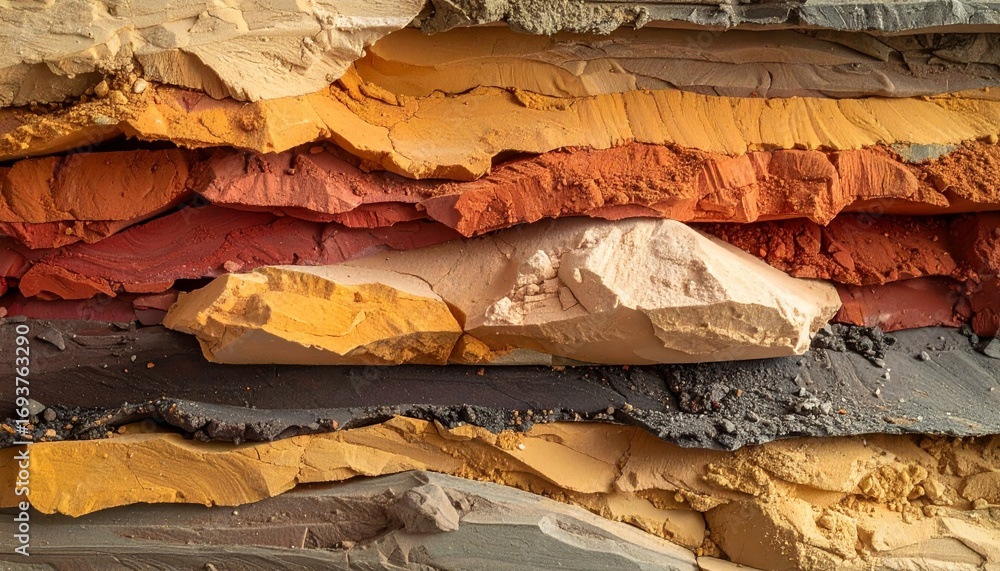 Aufkleber Texture of a rough brown rock wall with an abstract pattern of old sandstone