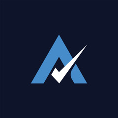 Triangle or Letter A Checkmark Approval Logo