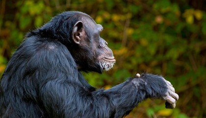 Chimpanzee profile in forest