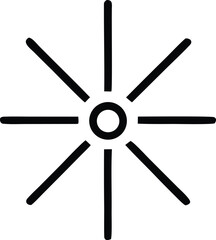 Obraz premium Abstract radial burst symbol with central circle and outward lines representing energy light or sunburst for modern design and branding applications