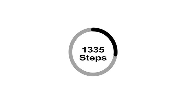 Animated of steps counting 0 to 10000 , counting ten thousand steps icon animation on white background.