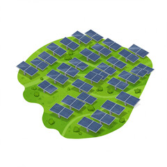 Solar panel farm on green field renewable energy sustainable power source