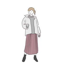 冬服をキレイに着こなすポニーテールの女性