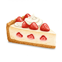 Delicious Strawberry Cheesecake Slice with Creamy Topping Dessert Food