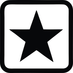 Classic black five-pointed star icon inside a rounded square border for highlighting and recognition