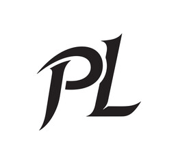 Elegant black pl monogram logo letters initials creative design