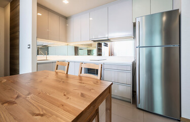 open plan kitchen at luxury condo in Sathorn / Bangkok