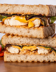 picture of stacked sandwich with grilled chicken