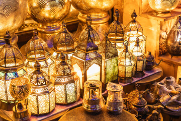 lamps at traditional Egyptian Souk market / bazaar  in Cairo