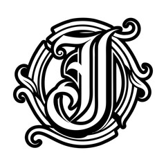 Abstract alphabet j logo in glyph style