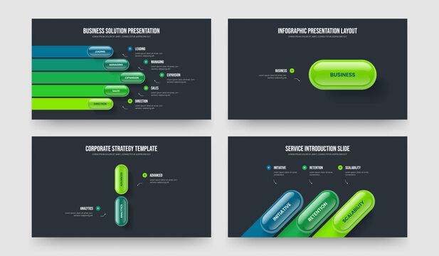 Visual Showcase Five One Two Three Option Diagram Presentation Layout Vector Illustration Bundle. Project Insight 5 1 2 3 Element Infographic Frame Design Set.