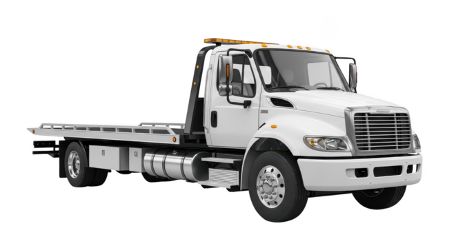 White Tow Truck Flatbed 3d Render