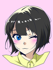 cute anime girl bust up