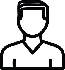 Simple line drawing of a person icon representing user profile or generic human figure for digital and print applications
