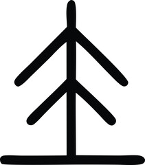 Simple black tree silhouette graphic representing nature forest growth seasonal change and evergreen symbols for design projects