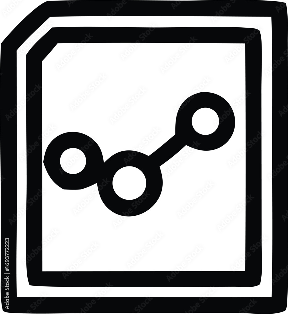 Poster hand-drawn data visualization icon representing network connections analytics and charting insights 