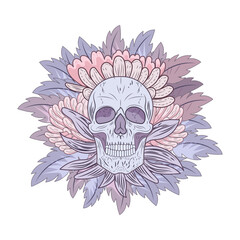 A flat style illustration representing skull 

