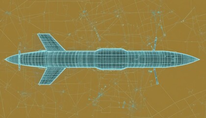 Missile Wireframe Model: Top-Down Perspective