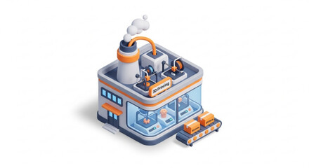 Isometric 3d printing factory illustration for manufacturing and rapid prototyping services design vector