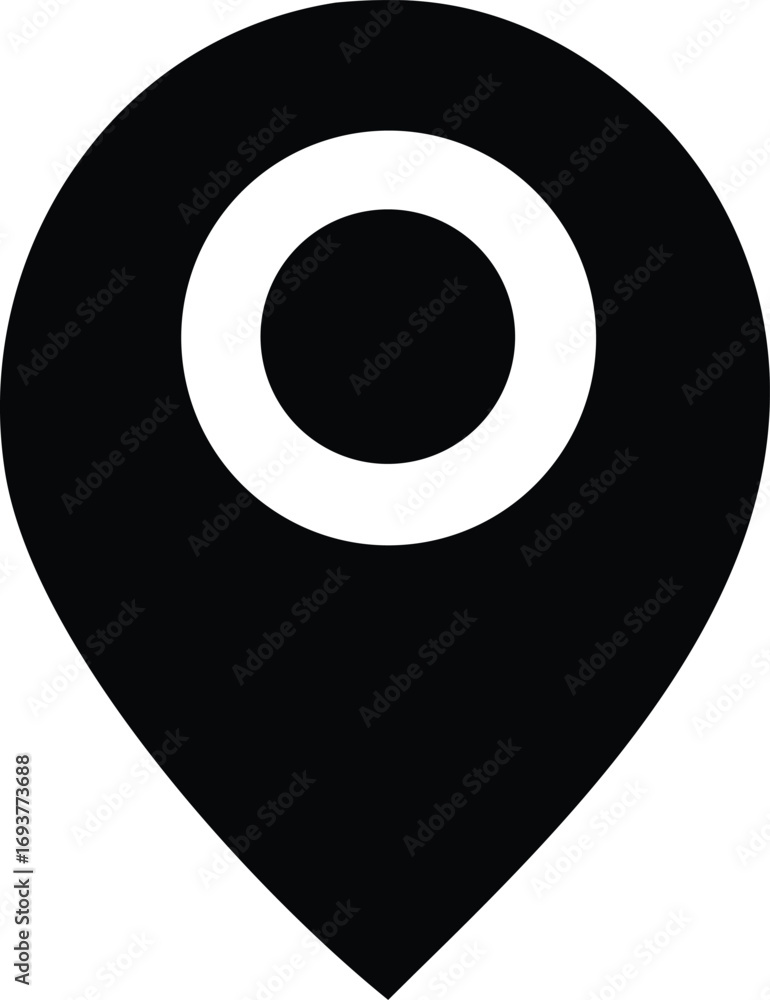 Aufkleber simple black and white location pin icon symbol for navigation and geolocation services graphic desi