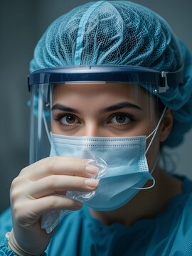 doctor taking swob wearing protective mask