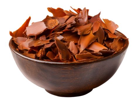 Cat’s claw bark uña de gato in wooden bowl