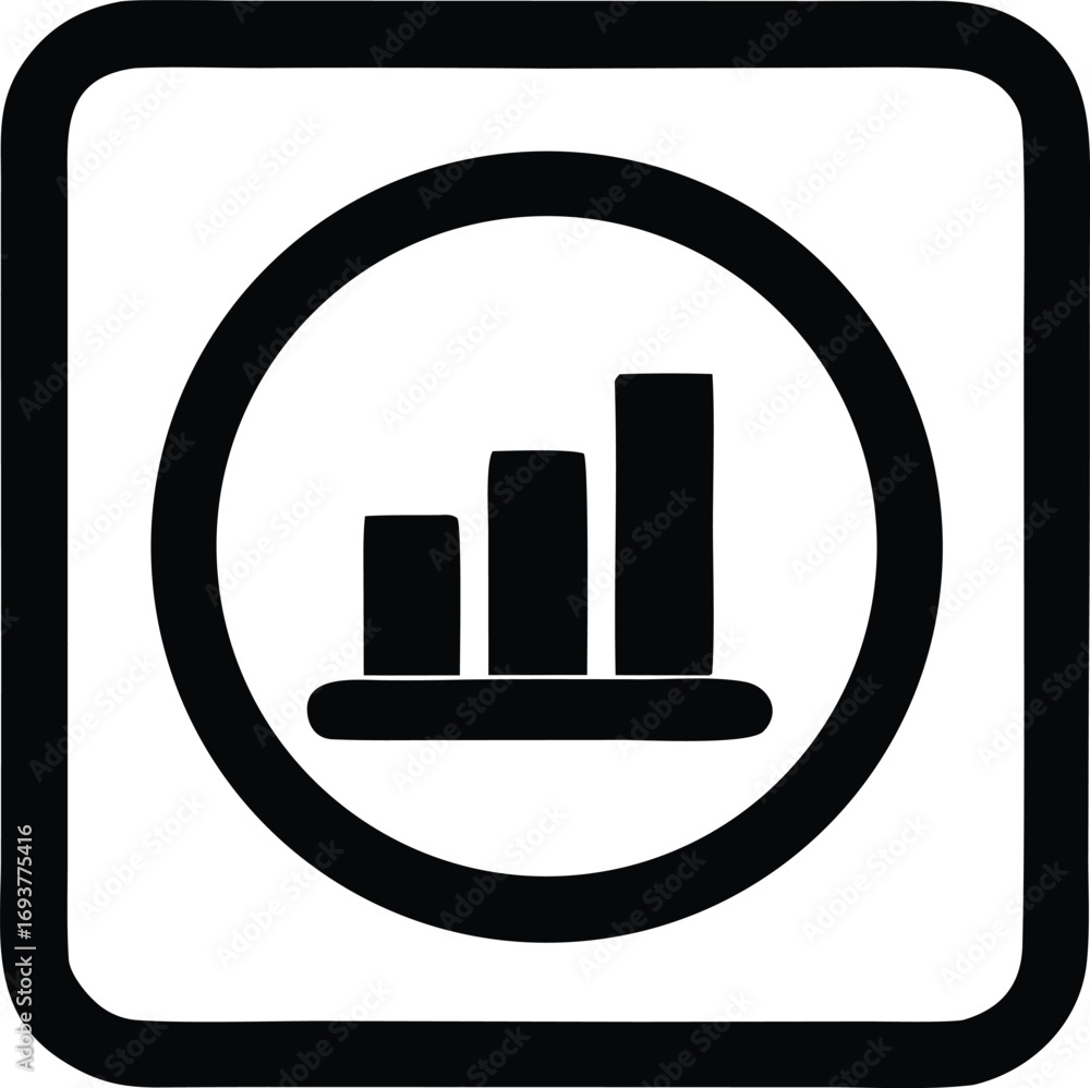 Poster Abstract business growth chart icon inside a circle symbolizing progress and financial improvement business analytics data visualization element