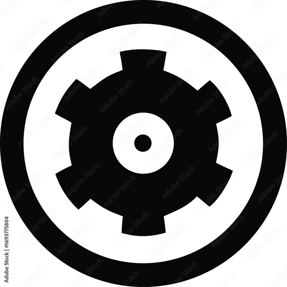 Poster abstract gear symbol inside a circle icon for technology industry and mechanical engineering concept