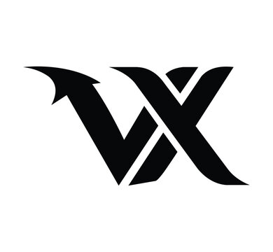 Bold black monogram vx logo design unique modern stylized lettermark symbol