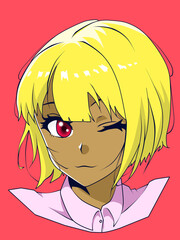 cute anime gyaru girl for print on tshirt, sticker