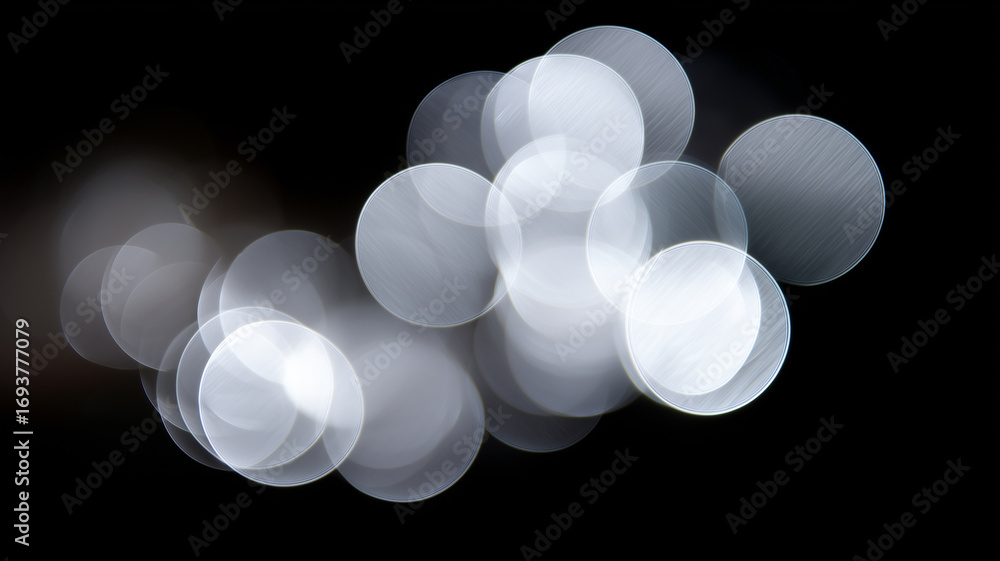 Aufkleber soft white bokeh orbs shimmer gently on black background, creating dreamy and abstract visual effect