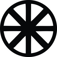 Obraz premium Ancient symbol wheel silhouette black symbolism spiritual geometric icon represents cycle sun or eternity sacred circle design
