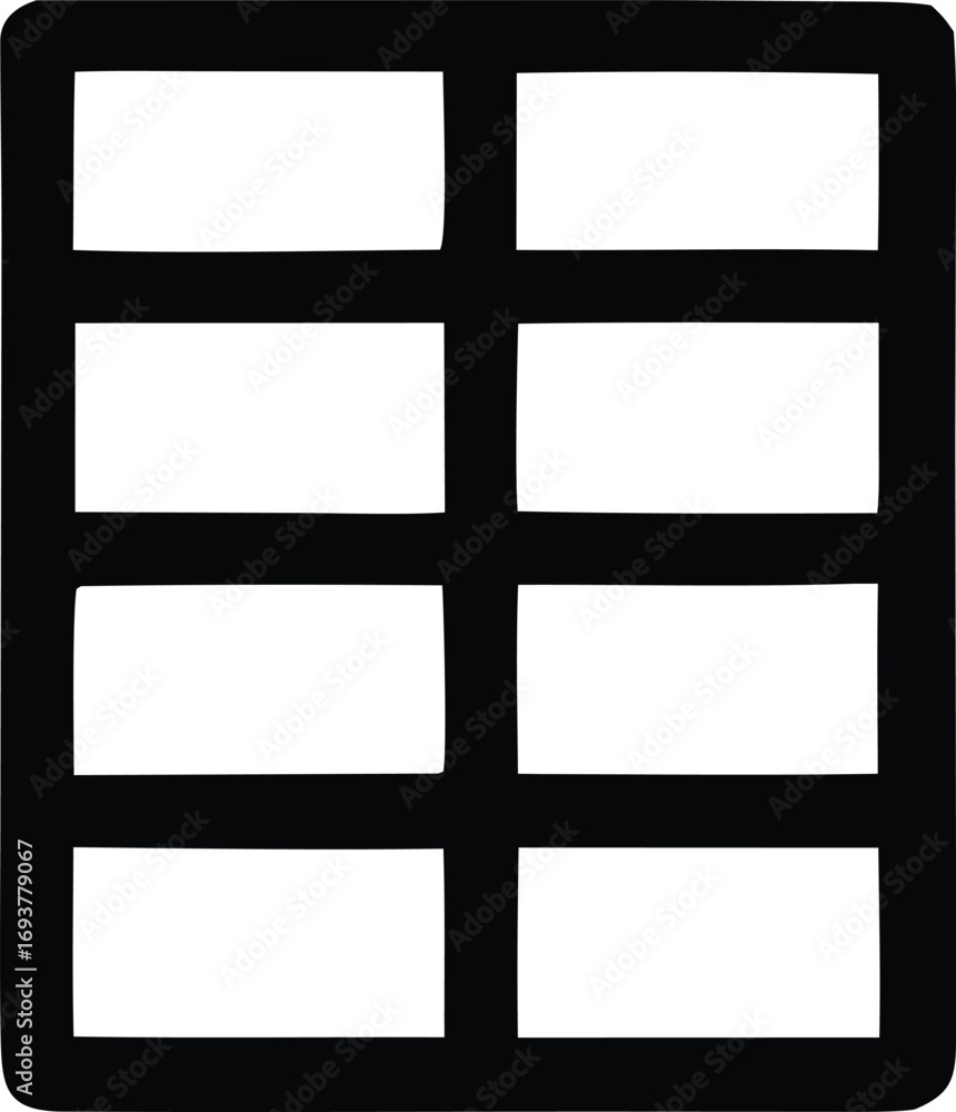 Aufkleber simple grid layout icon a visual representation of a structured data table or matrix with multiple r