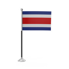 Costa Rican Desk Flag, 3d Png, transparent background.