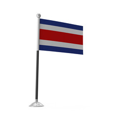 Costa Rica Flag, National Symbol on Desk Flagpole , 3d Png, transparent background.