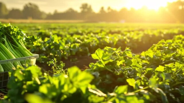 Harvested Celery in the Morning Sunlight: A Promising Field for Sustainable Agriculture