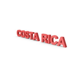 Costa Rica 3D Text Graphic  , 3d Png, transparent background.