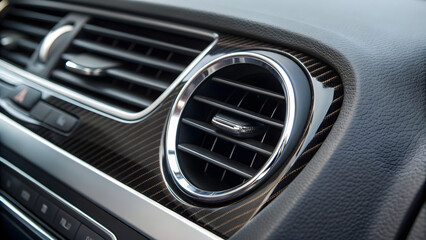 Cool Breeze: An in-depth exploration of a car's air conditioning vent design, where the metallic, sleek curves meets a carbon fiber.