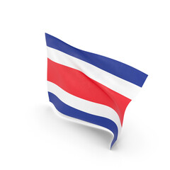 Costa Rica Flag Waving National Flag, 3D Render  , Png, transparent background.
