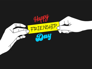 Happy Friendship Day vector typographic design. Illustration. Inspirational lettering about friendship. Poster, tee shirt print, the happy holiday of amity, dekstop wallpaper.