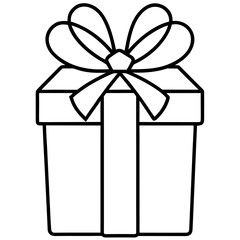 Gift box illustration outline for holiday celebrations presents wrapping and decorative occasions with ribbon bow design art