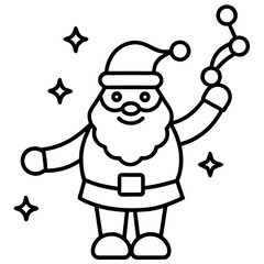 Festive Santa Claus Illustration with Sparkles and Molecular Structure for Holiday Cheer and Scientific Spirit