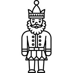 Festive Nutcracker Vector Illustration in Outline Style Holiday Season Decoration for Christmas Events and Celebration Designs