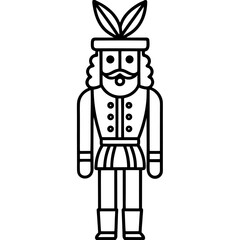 Simple Nutcracker Outline Design for Holiday Season Greeting Cards and Festive Decoration Projects with Traditional Charm