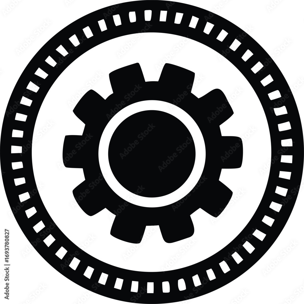 Poster Industrial gear symbol and circular pattern icon for mechanic engineering and technology concepts