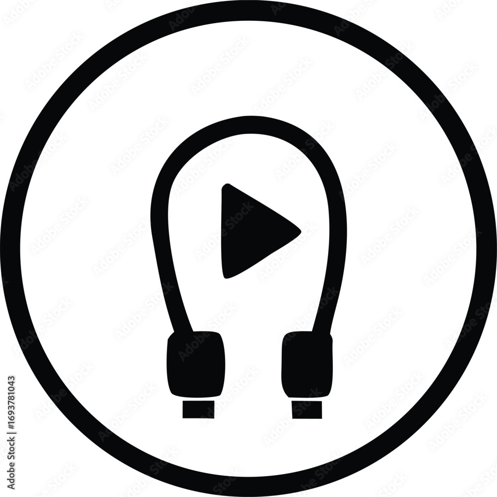 Aufkleber dynamic audio playback icon representing sound and music with a play button symbol within a circular
